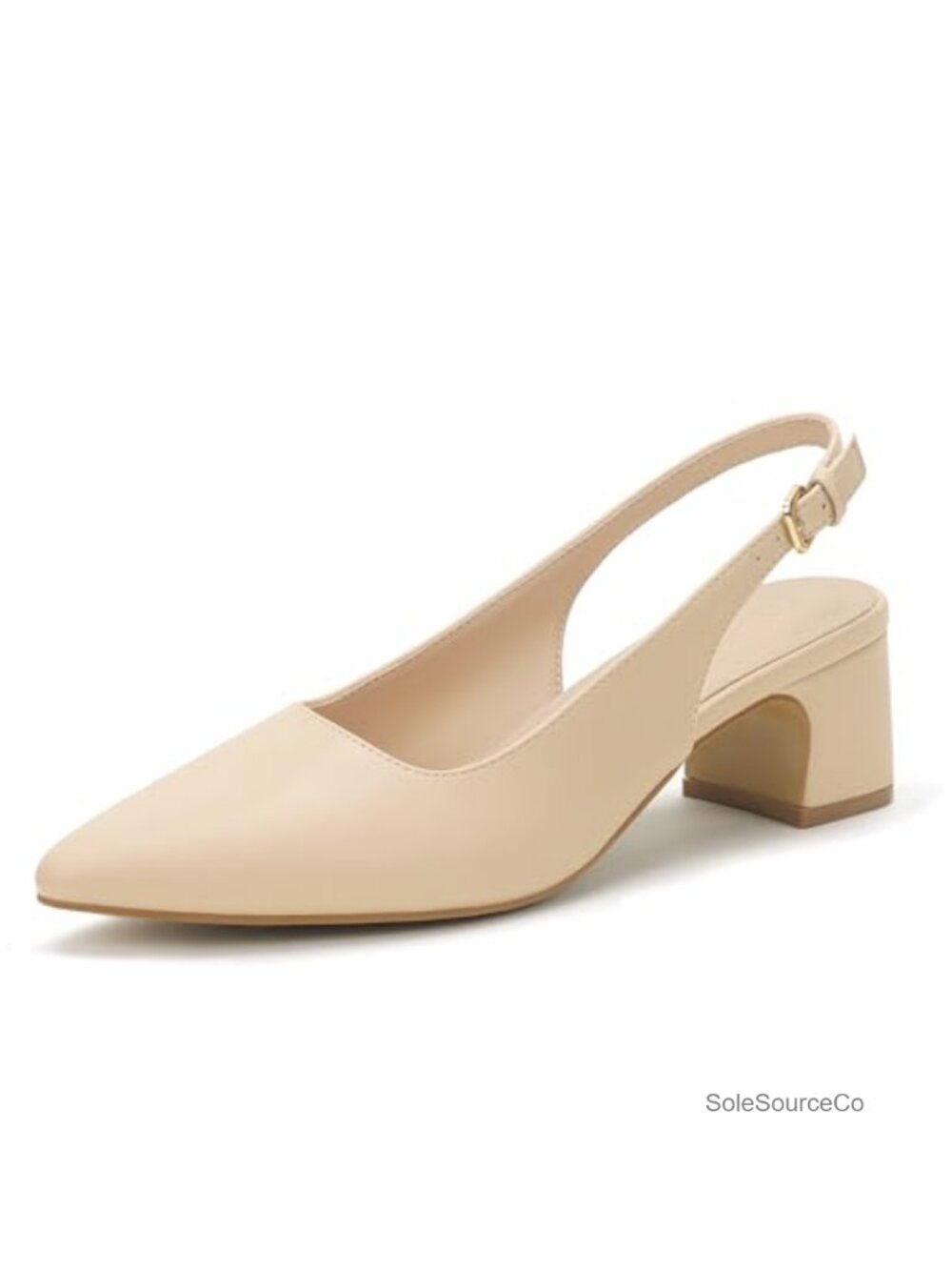 Women's Slingback Pumps Low Chunky Block Heel Closed Pointed Toe Dress Shoes